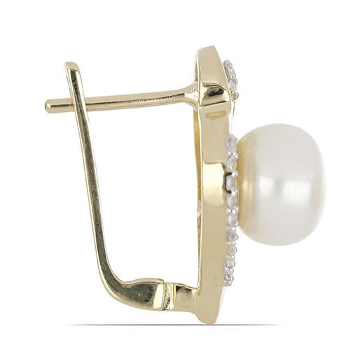 BUY REAL WHITE FRESHWATER PEARL GEMSTONE EARRINGS IN 925 SILVER